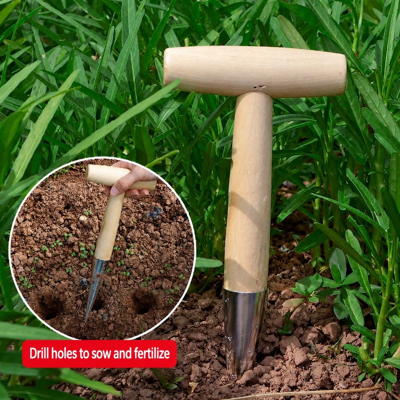 T자형 나무 손잡이 정원용 디블러 펀치 파종 도구 수동 - Vegetable Transplanter 리뷰 및 가격