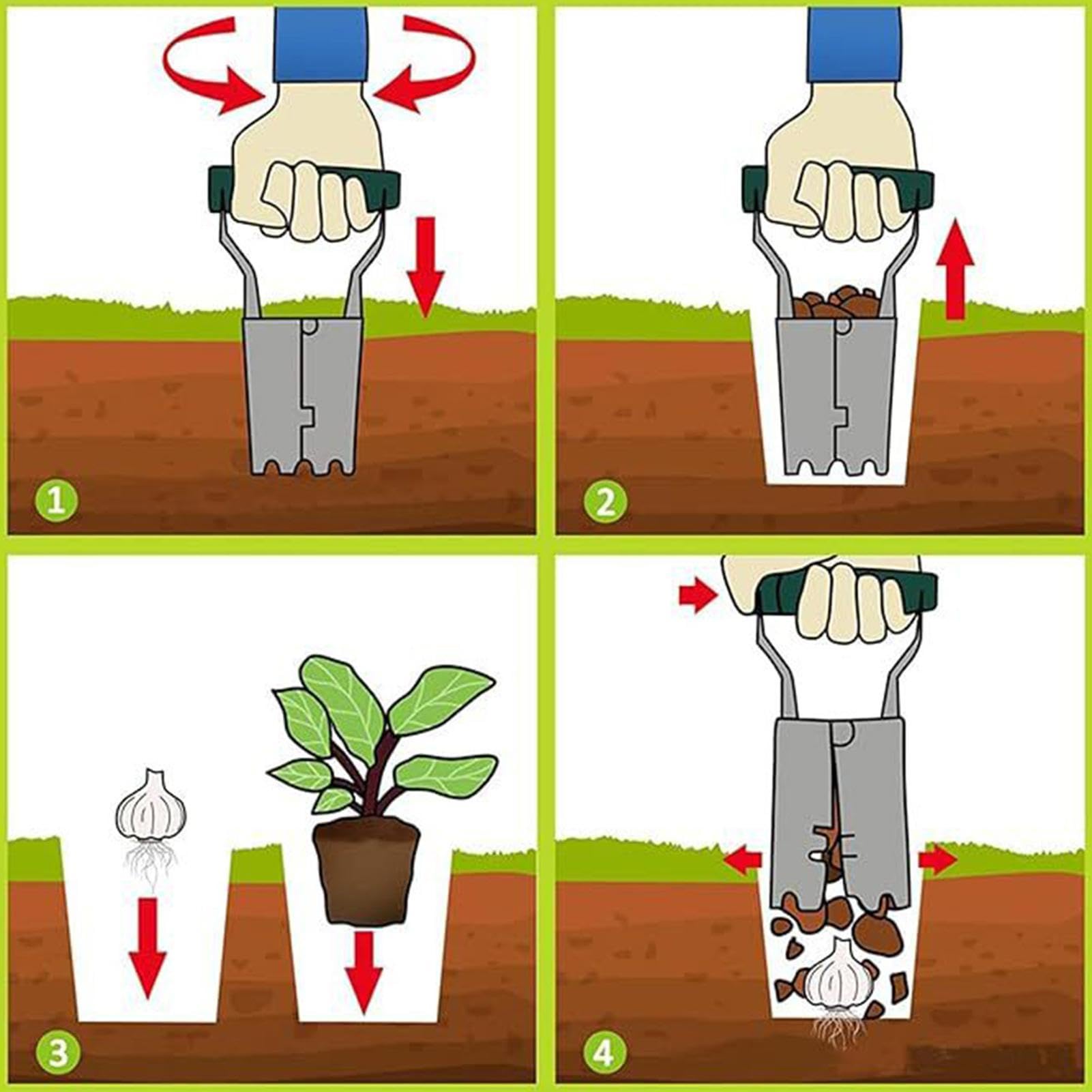 야채밭 묘목 이식기 스테인리스 스틸 흙 구멍 뚫는 도구 - Vegetable Transplanter 리뷰 및 가격